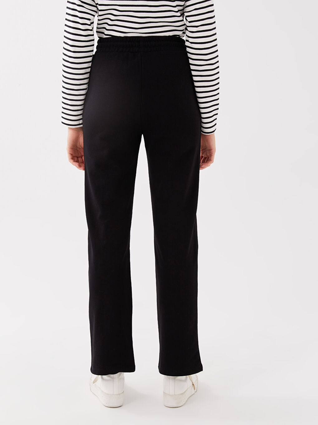 Siyah Beli Lastikli Düz Cep Detaylı Kadın Eşofman Altı-4