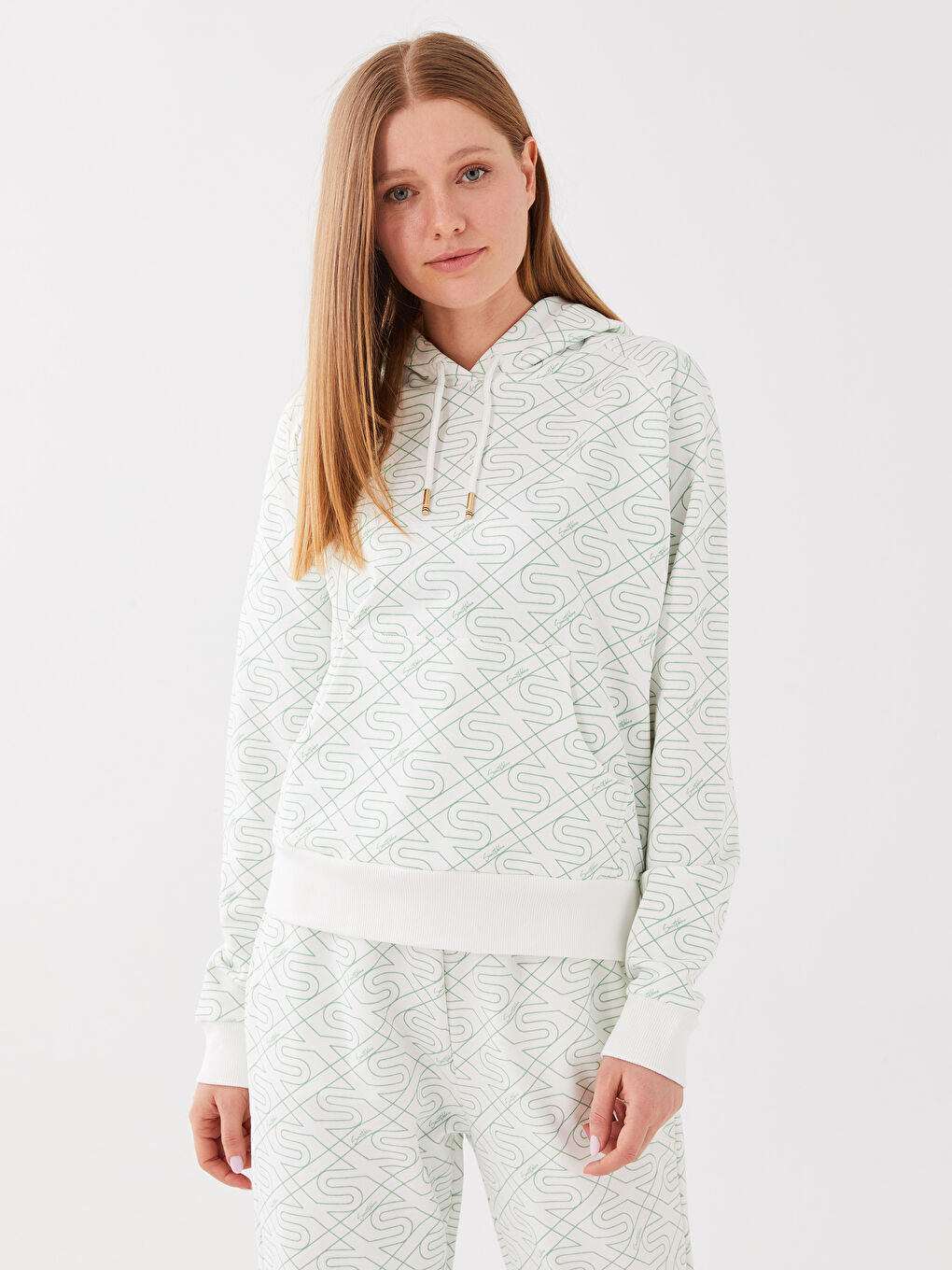 Hooded Printed Long Sleeve Women's Sweatshirt -S39233Z8-LRR