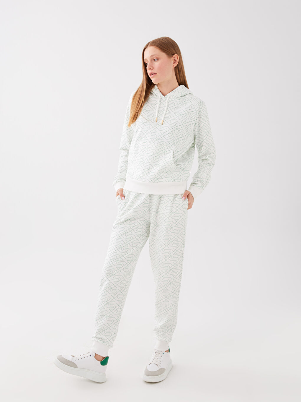 Hooded Printed Long Sleeve Women's Sweatshirt -S39233Z8-LRR