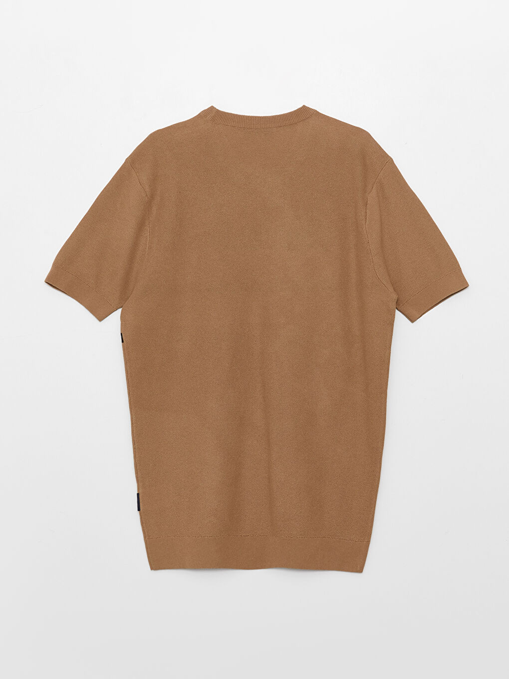 Bej Bisiklet Yaka Kısa Kollu Çizgili Erkek Triko Kazak-6