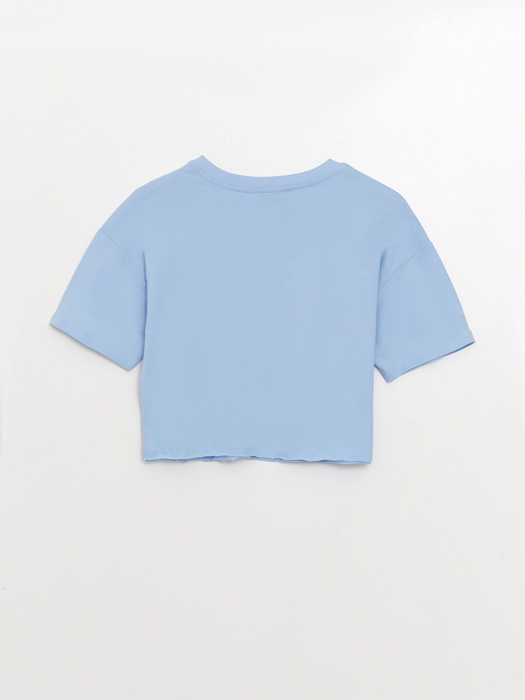 Mavi Bisiklet Yaka Baskılı Kısa Kollu Kadın Crop-6