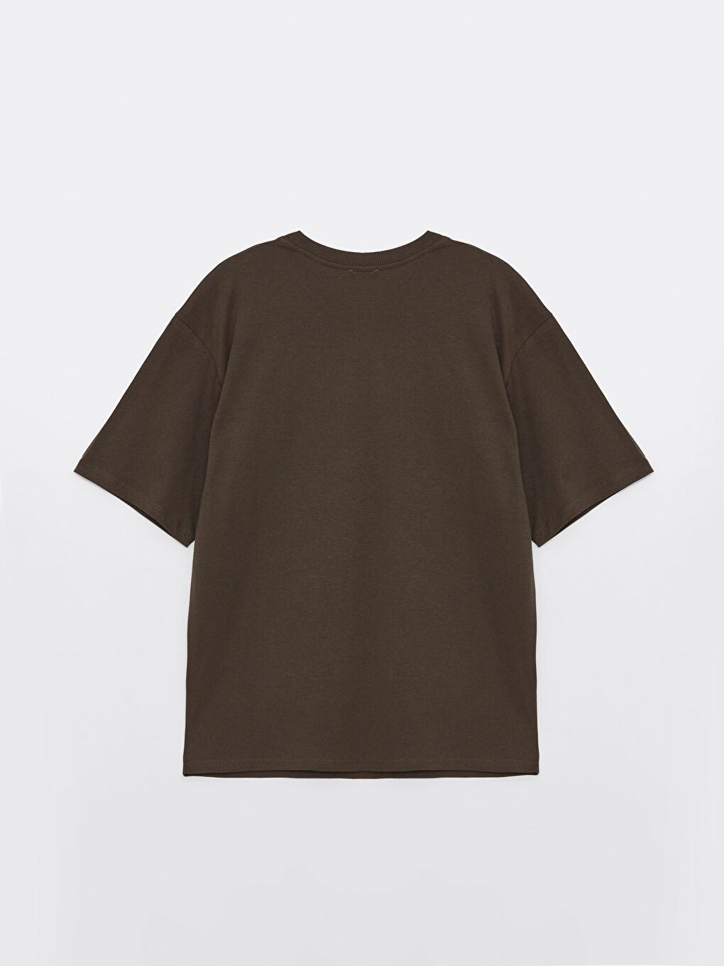 Kahverengi Bisiklet Yaka Baskılı Kısa Kollu Kadın Tişört-6