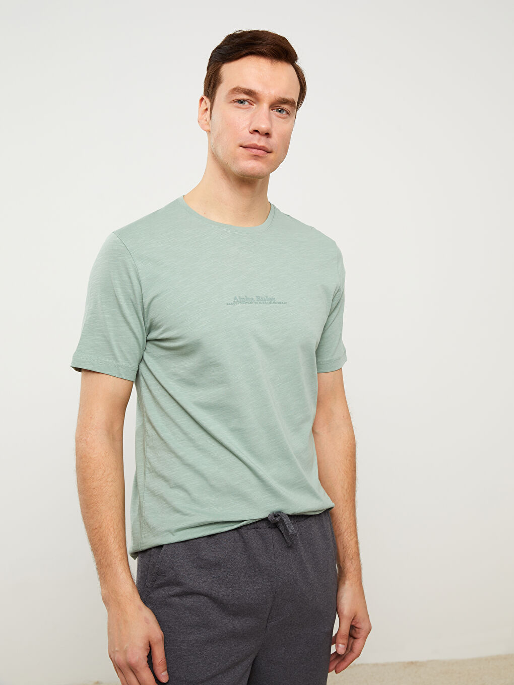 Crew Neck Short Sleeve Men's Pyjama Top -S39264Z8-GD2