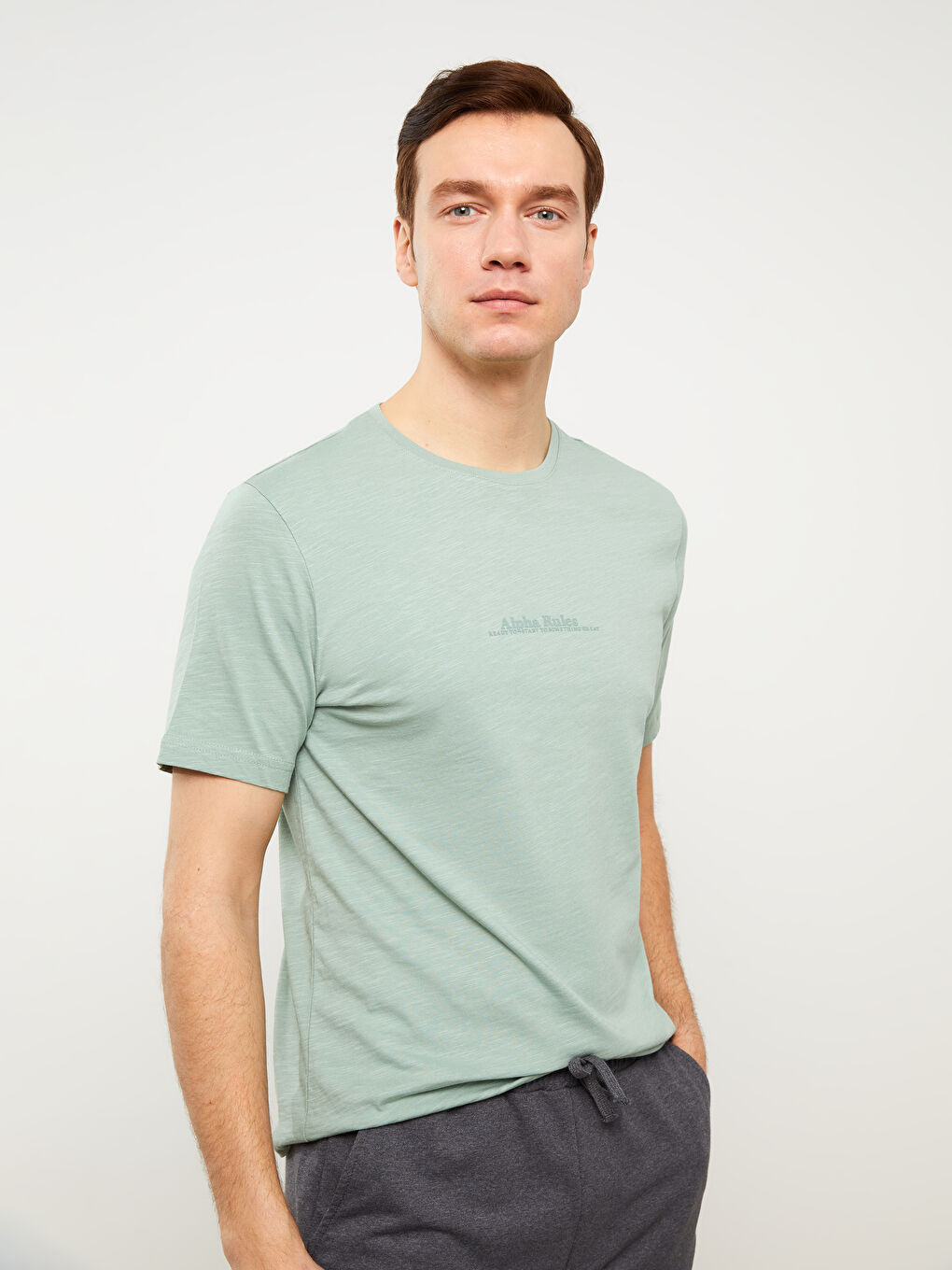 Crew Neck Short Sleeve Men's Pyjama Top -S39264Z8-GD2