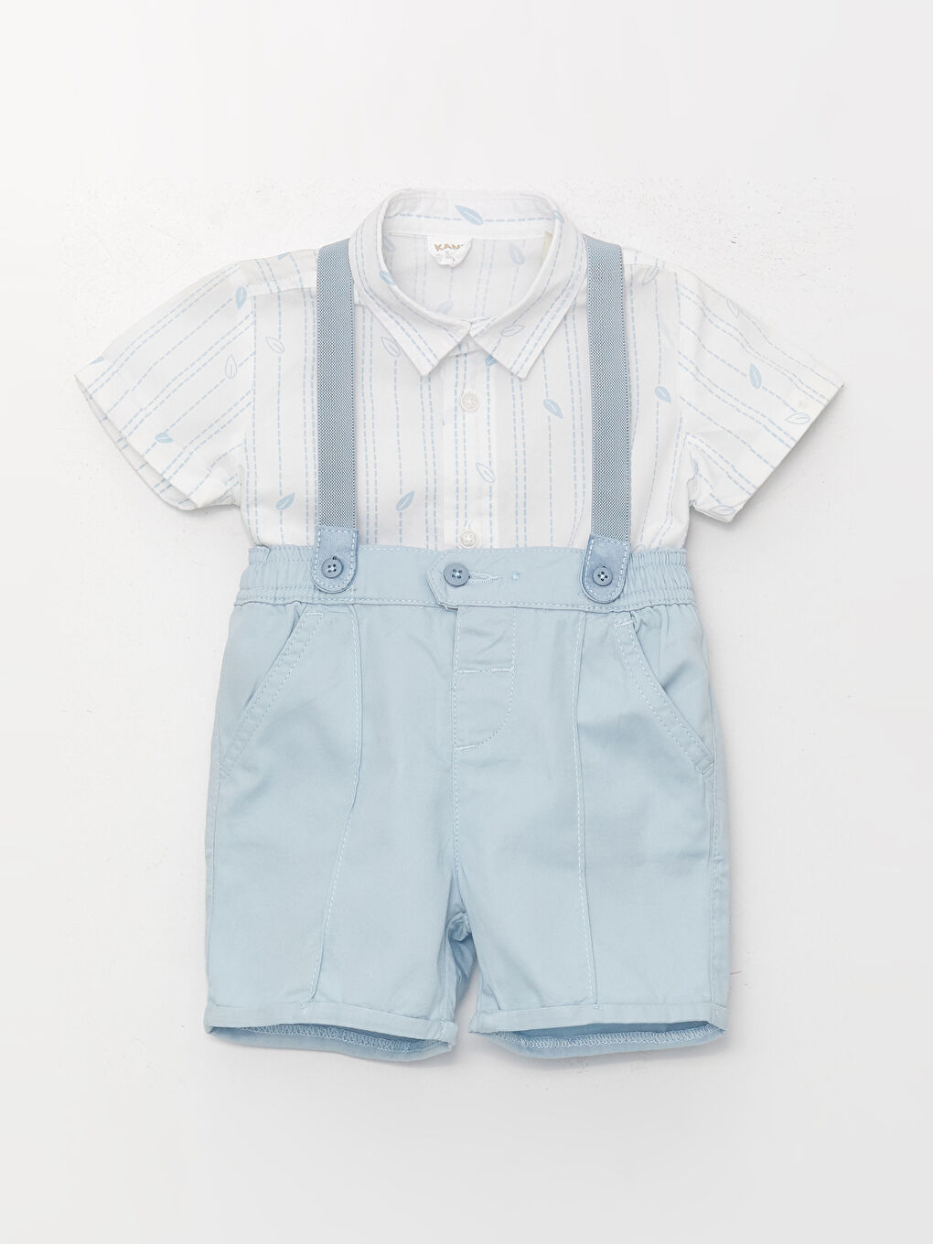 Short Sleeve Baby Boy Shirt Shorts and Suspenders 3 Piece Set