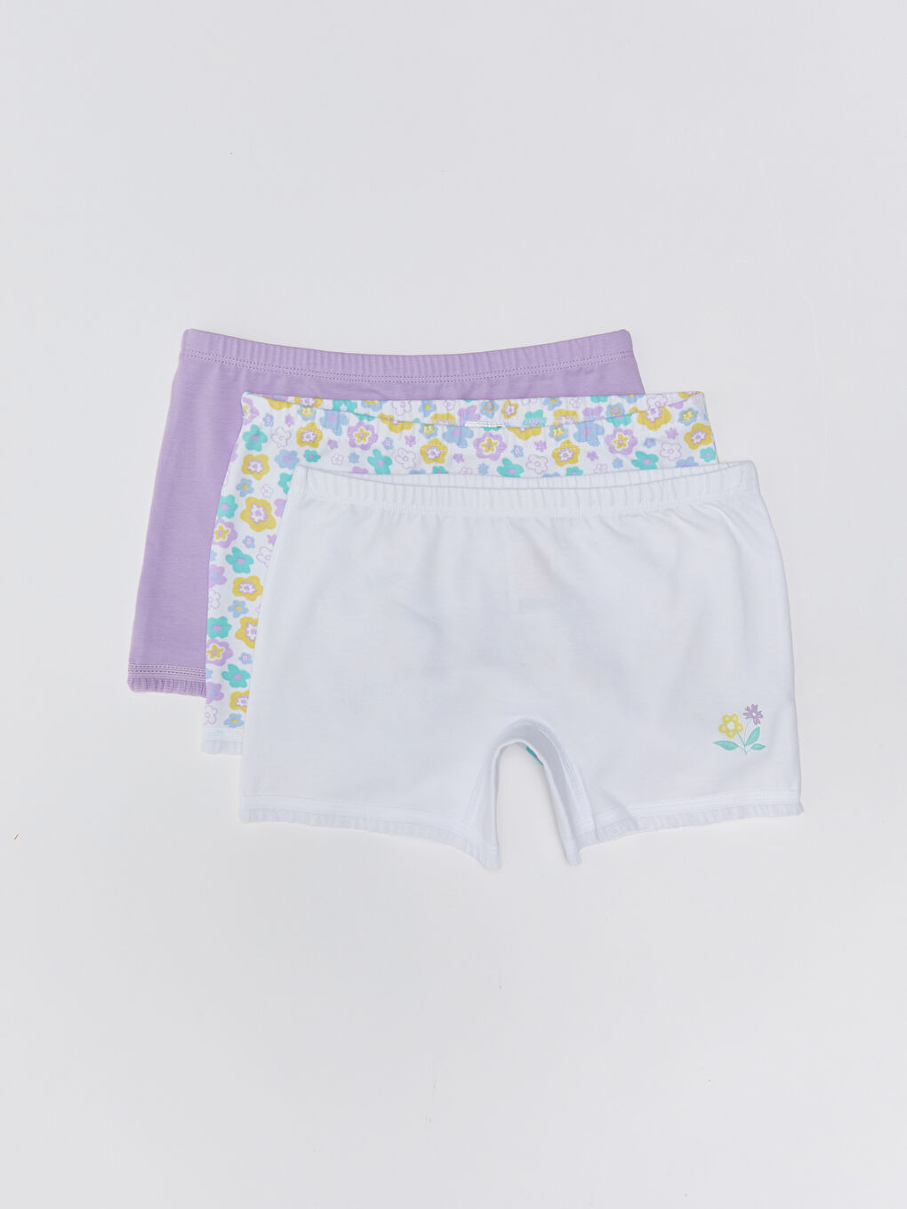Beyaz Baskılı Pamuklu Kız Çocuk Boxer 3'lü