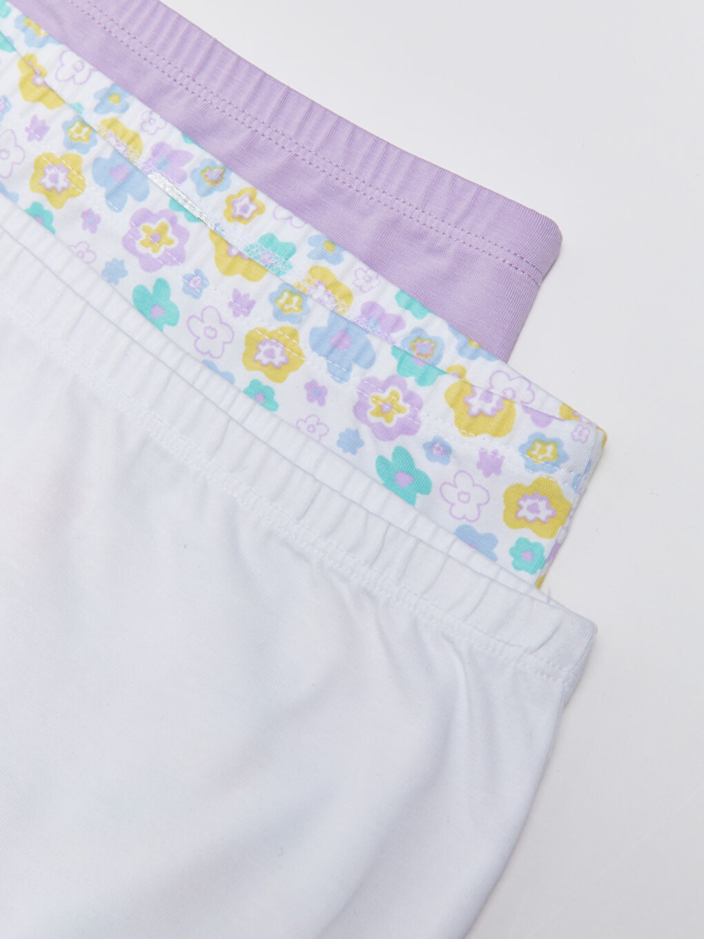 Beyaz Baskılı Pamuklu Kız Çocuk Boxer 3'lü-2