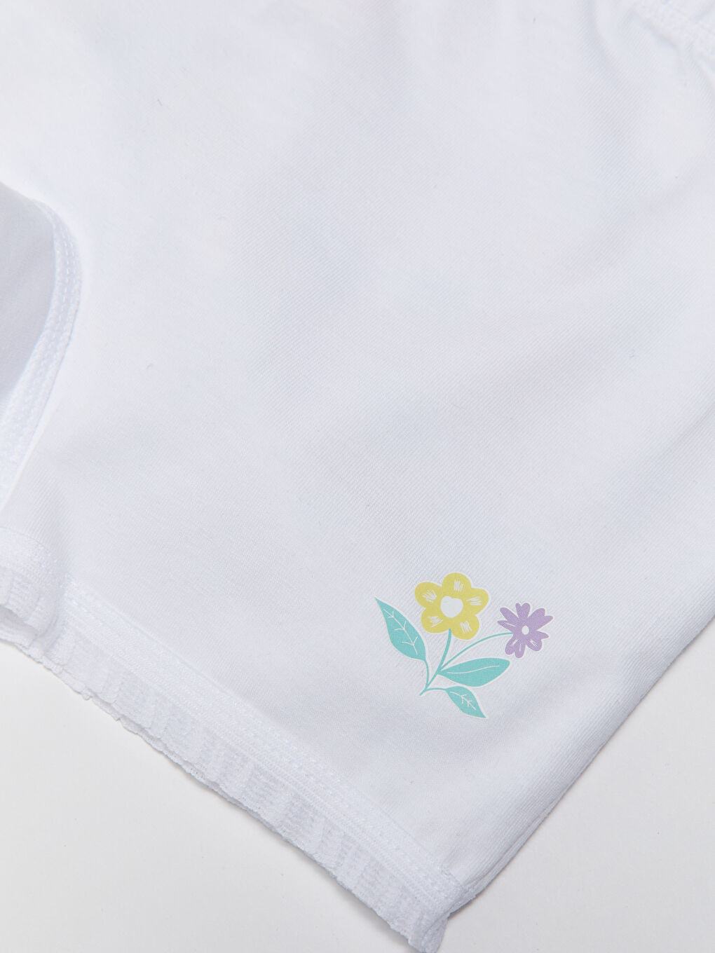 Beyaz Baskılı Pamuklu Kız Çocuk Boxer 3'lü-3