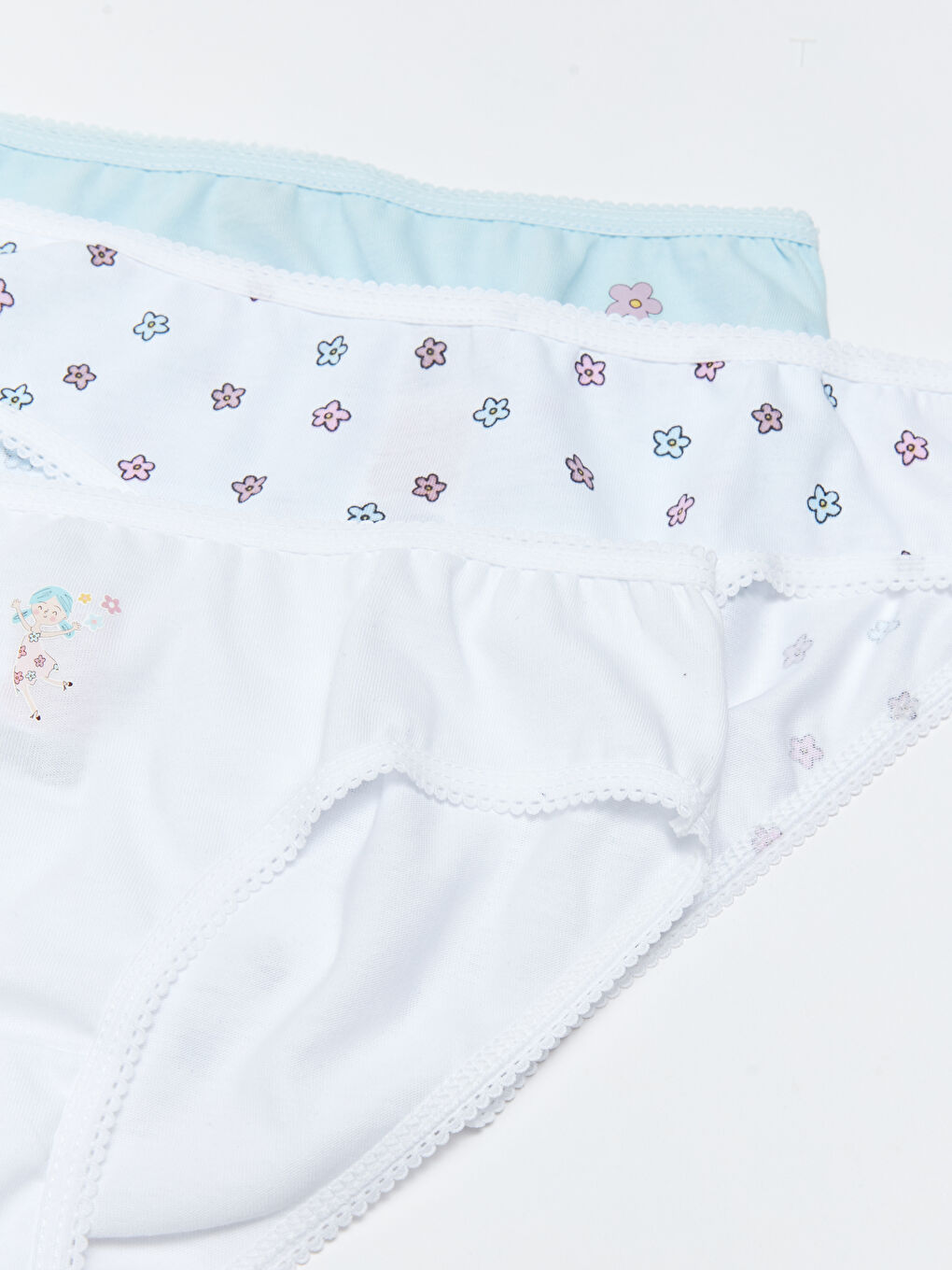 LCW Kids Beyaz Baskılı Kız Çocuk Külot 3'lü - 1