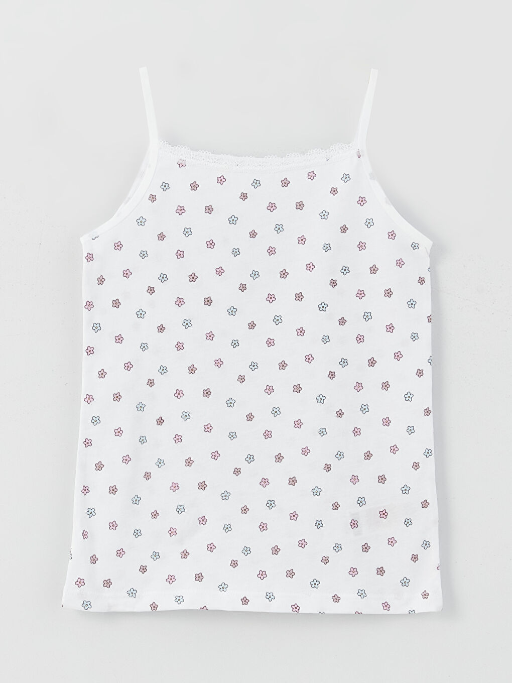 Square Collar Printed Strappy Girls' Vest 2 Pack-2