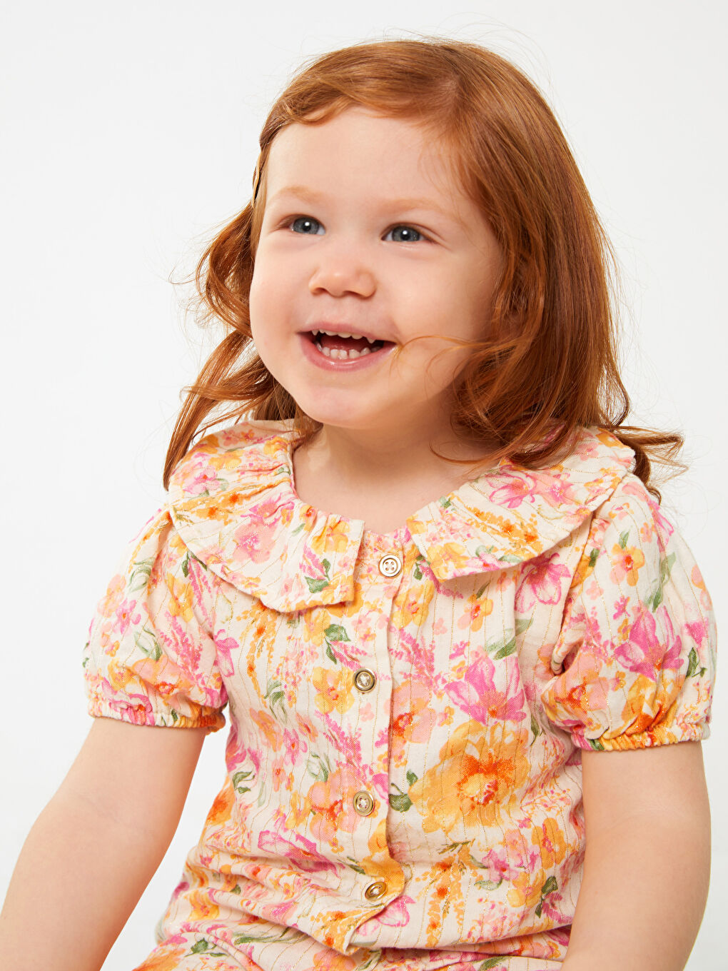 Blouse et Pantalon Bébé Fille à Col Claudine à Manches Courtes Imprimé Ensemble 2 Pièces-2