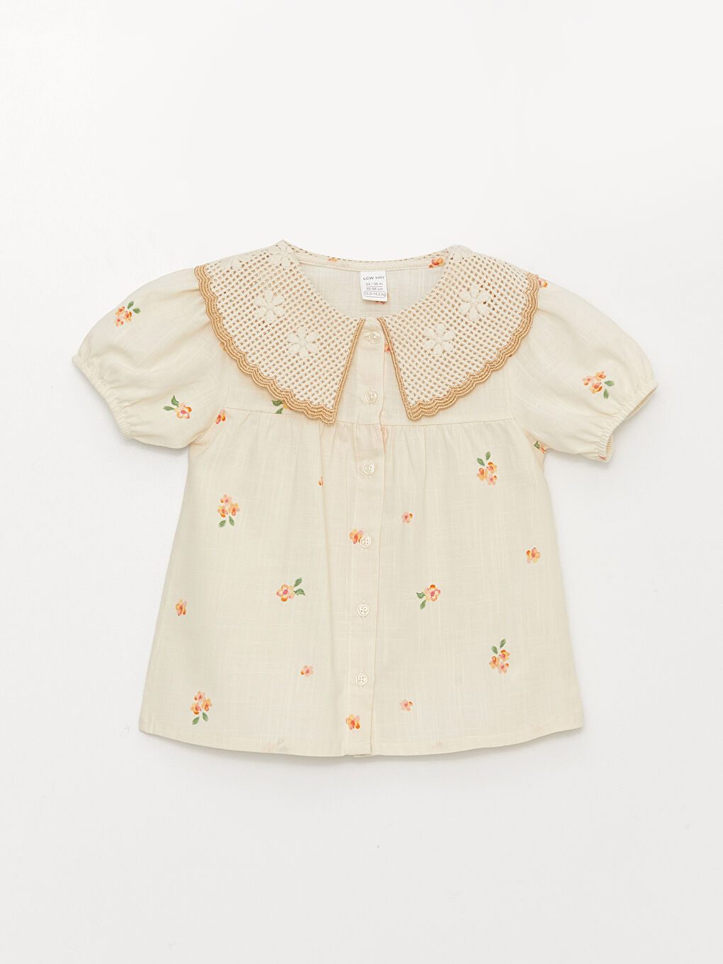 Baby Collar Short Sleeve Printed Baby Girls' Shirt-3