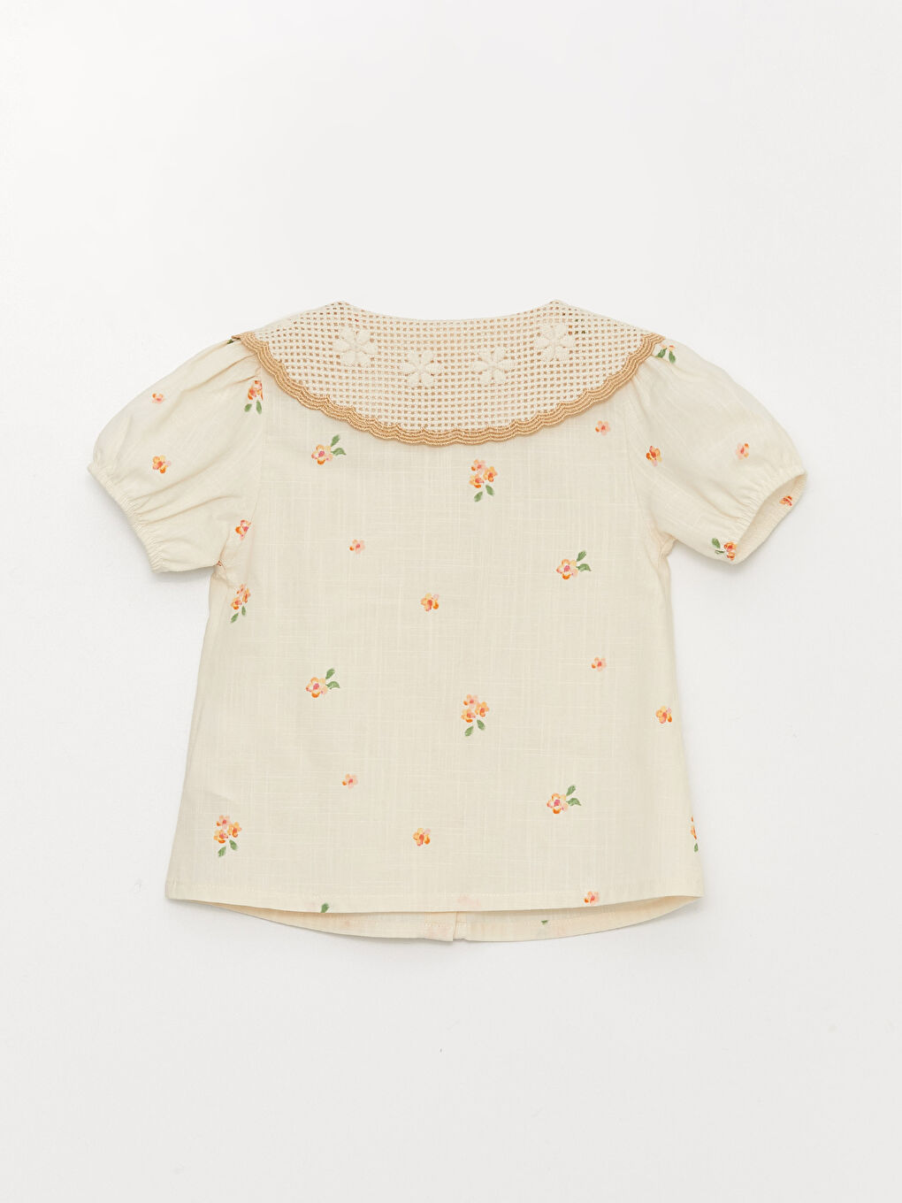 Baby Collar Short Sleeve Printed Baby Girls' Shirt-4