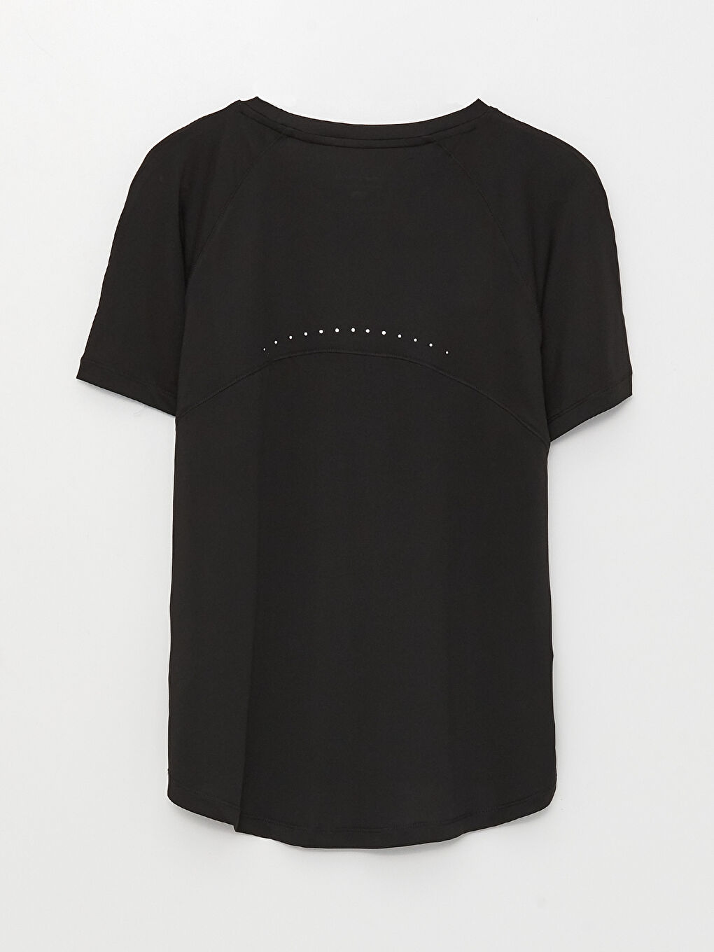 Siyah Bisiklet Yaka Baskılı Kısa Kollu Kadın Spor Tişört-6