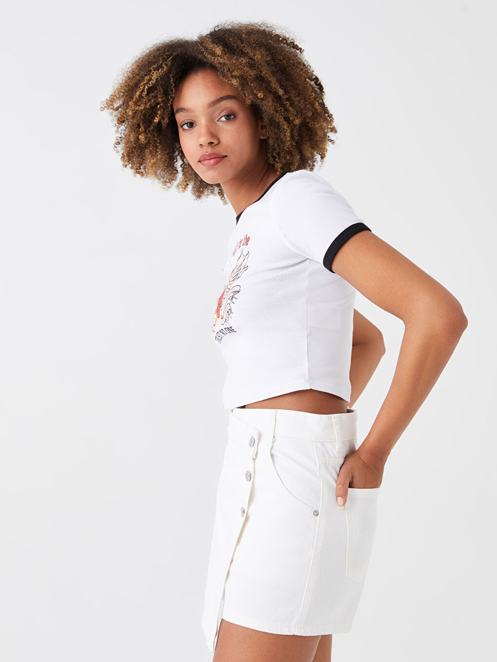 LCW Jeans Hoch taillierte Standard-Passform Damen Jeans Shorts Rock -S39361Z8-844