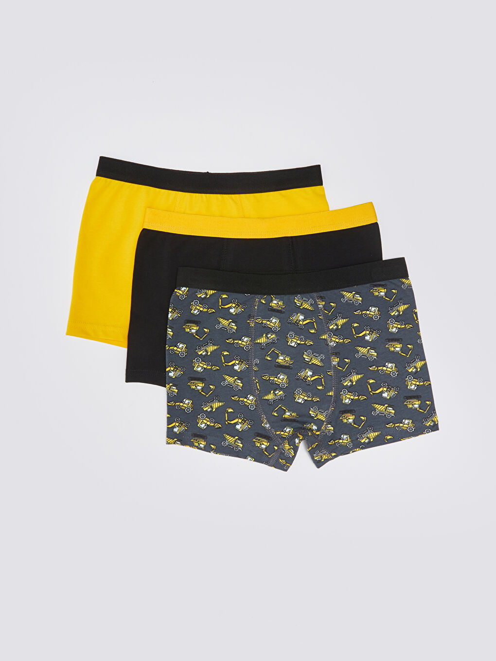 Gri Baskılı Pamuklu Erkek Çocuk Boxer 3'lü