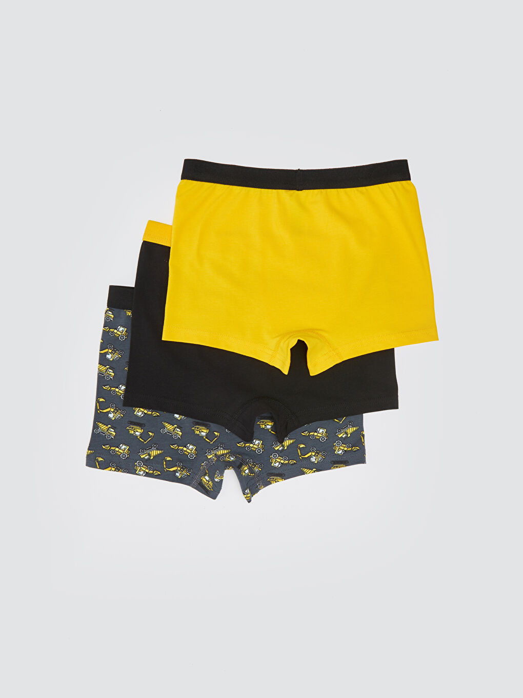 Gri Baskılı Pamuklu Erkek Çocuk Boxer 3'lü-1