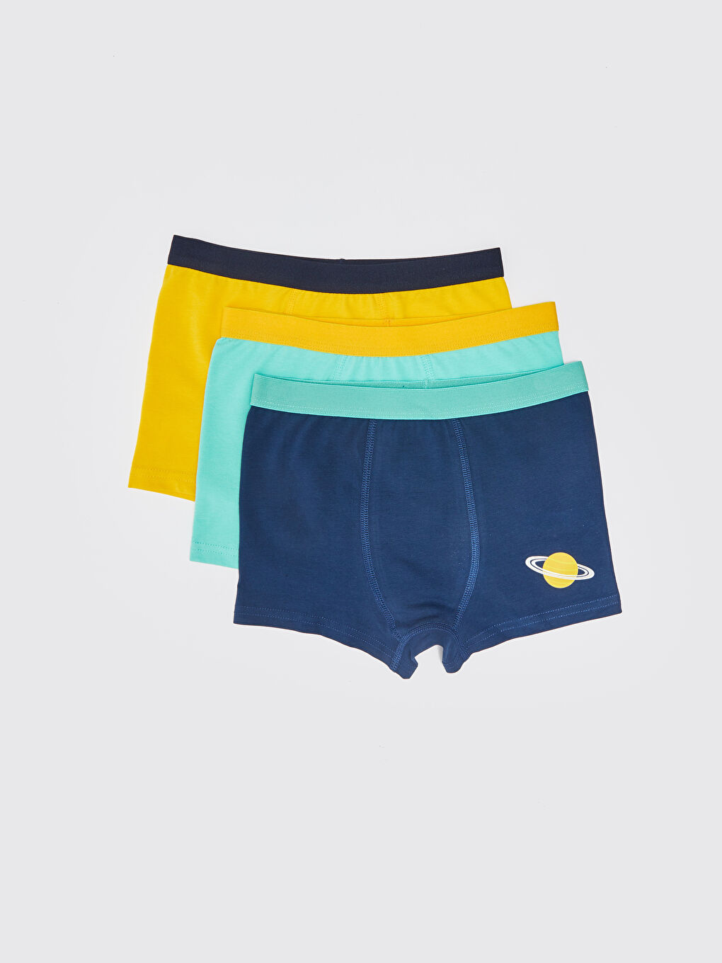 Lacivert Baskılı Pamuklu Erkek Çocuk Boxer 3'lü