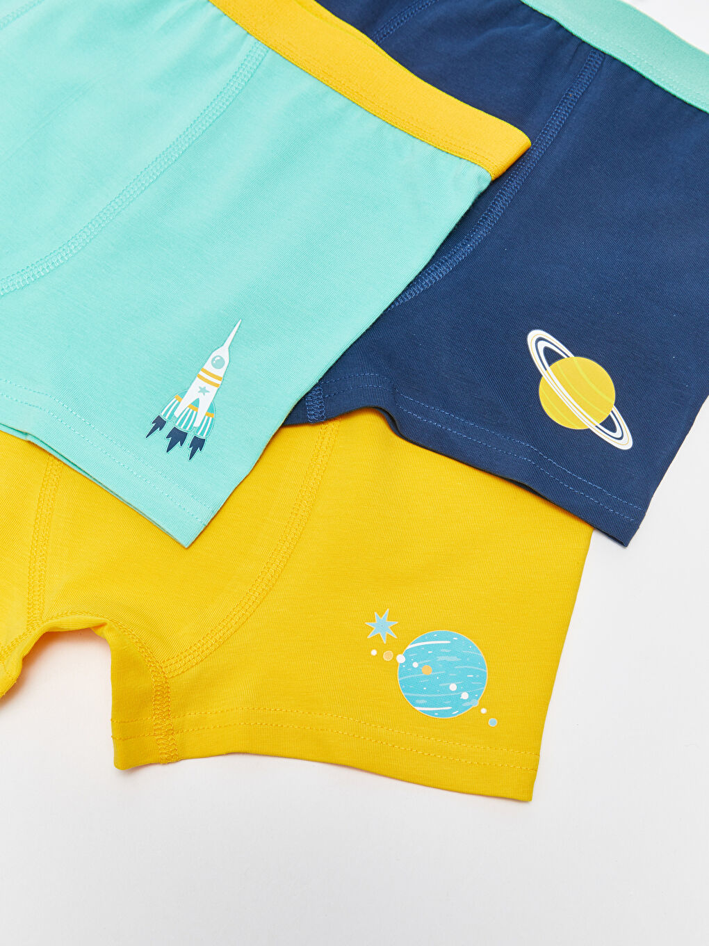 Lacivert Baskılı Pamuklu Erkek Çocuk Boxer 3'lü-2