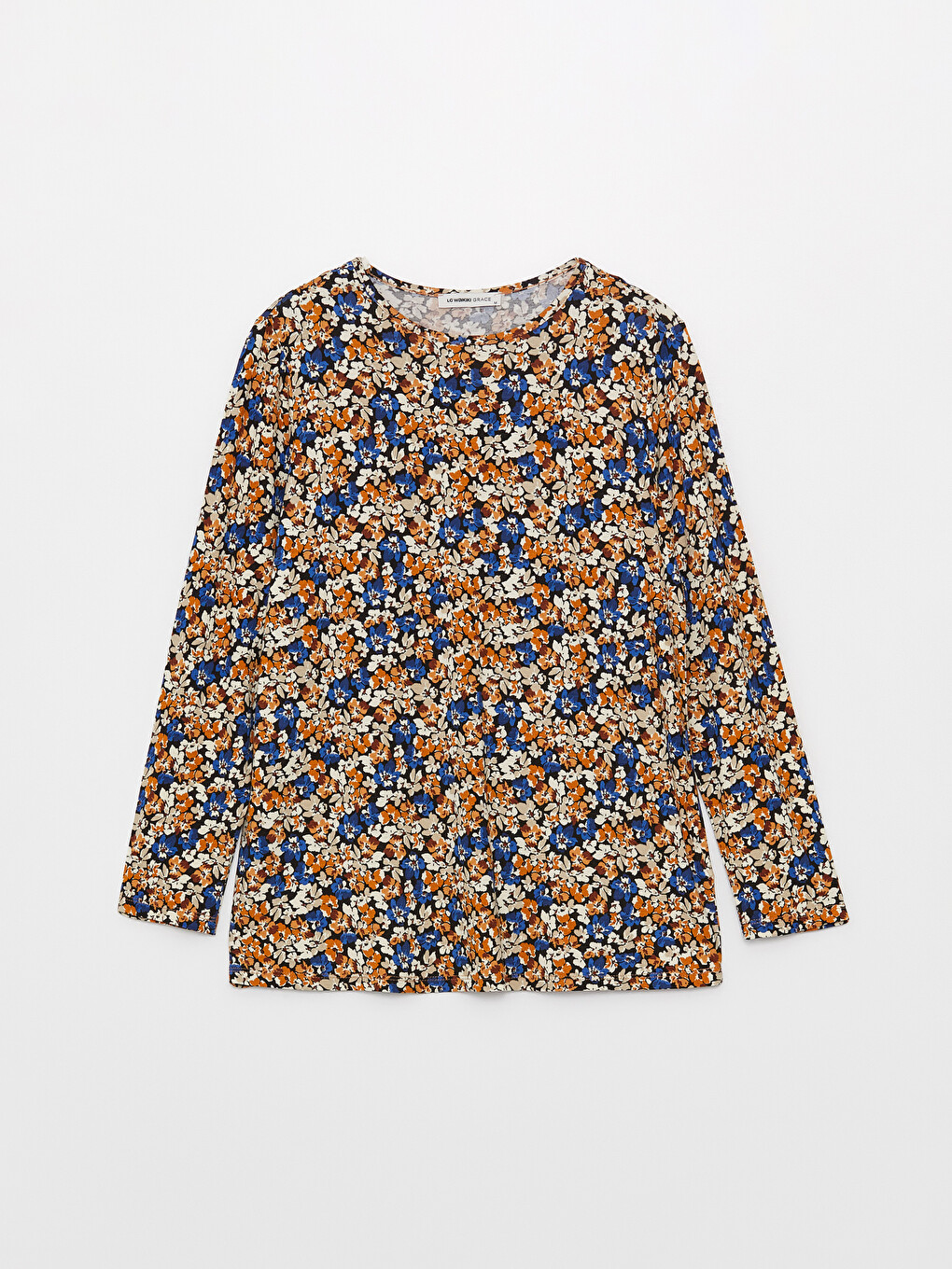 Tricou Cu Guler Rotund Floral Cu Mânecă Lungă Pentru Femei-5