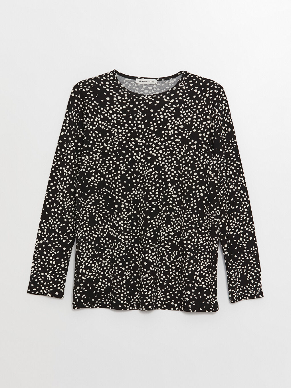 Crew Neck Patterned Long Sleeve Women's T-Shirt-5