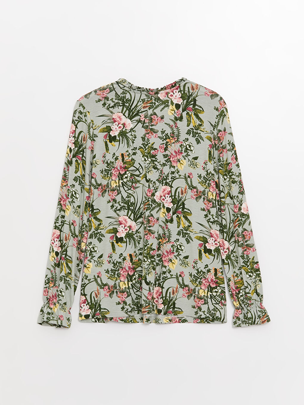 بلوزة كم طويل بياقة مربوطة مُزهر للسيدات-6