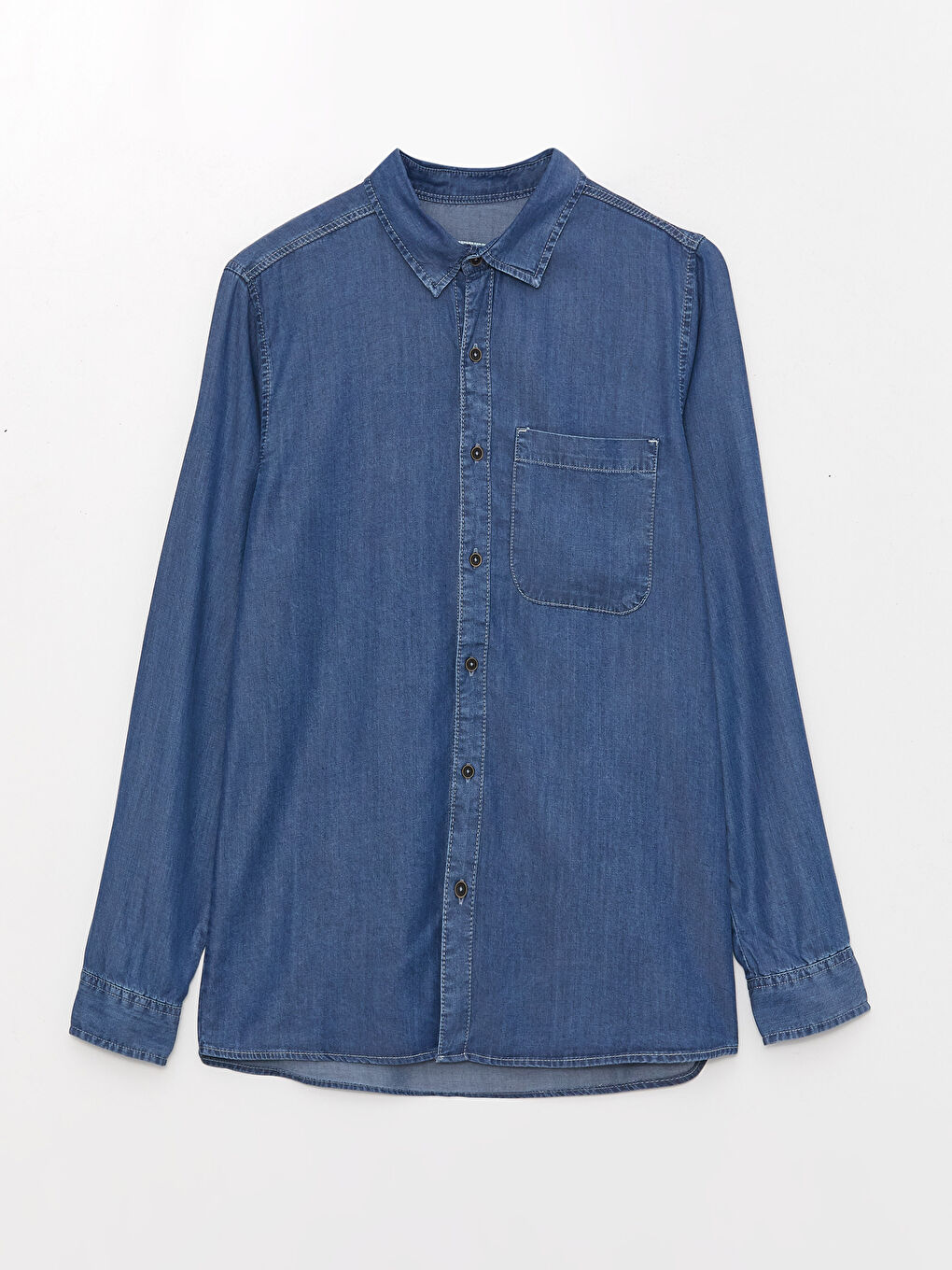 Regular Fit Long Sleeve Men's Denim Shirt-5
