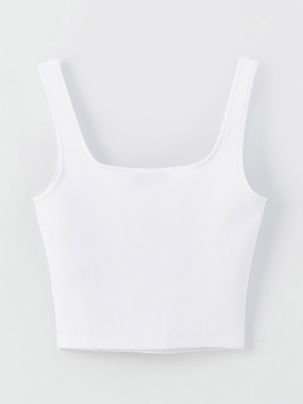 Beyaz Kare Yaka Askılı Kadın Crop-1