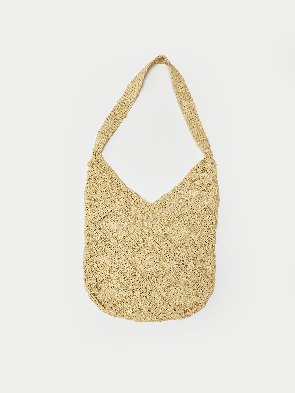 Ekru Hasır Kadın Omuz Çantası-3