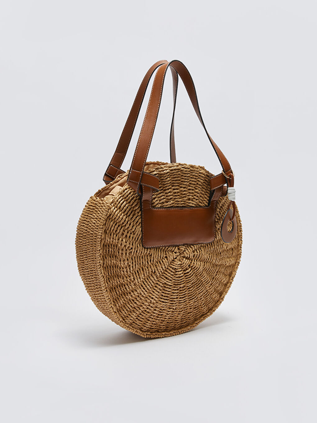 LCW ACCESSORIES Bej Yuvarlak Hasır Kadın Omuz Çantası - 4