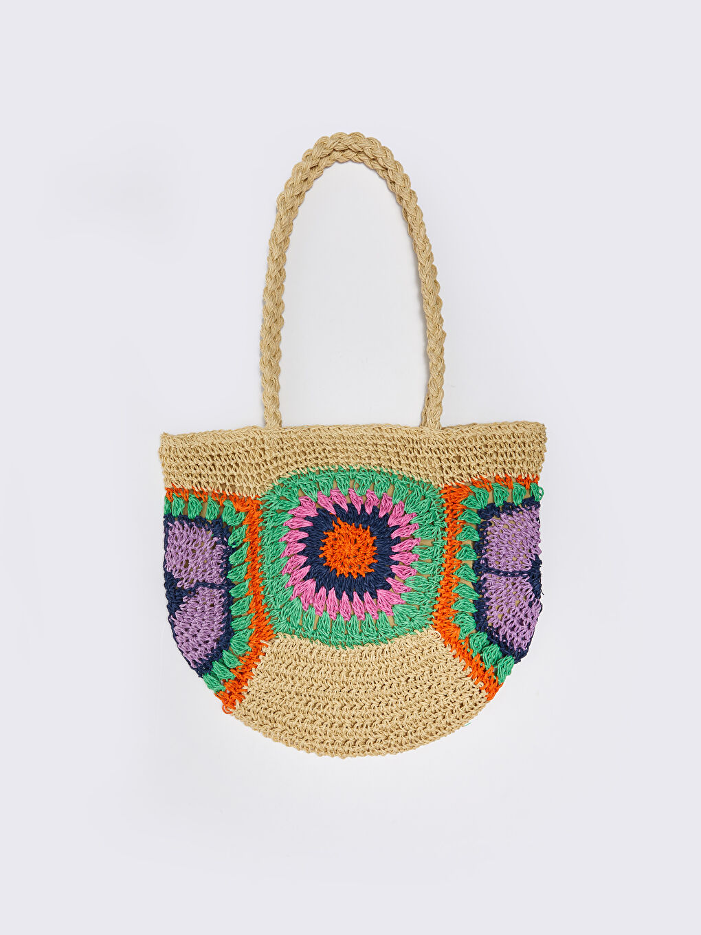 Sac d'épaule en paille à motifs pour Femmes-4