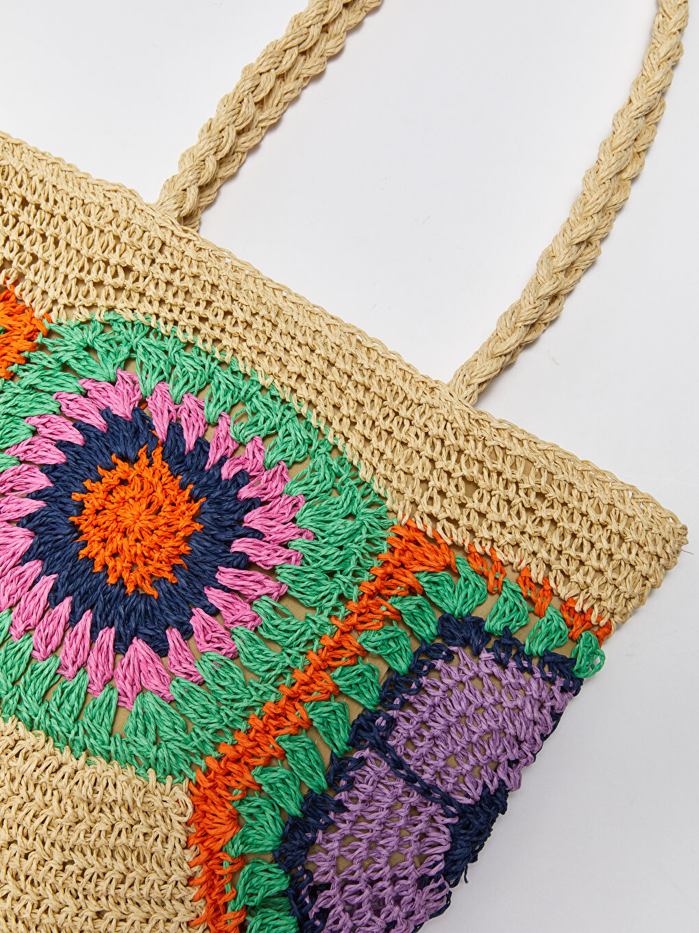 Sac d'épaule en paille à motifs pour Femmes-5