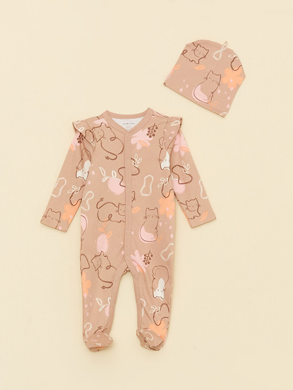 طقم ٣ قطع مطبوع للبنات الرضع-1