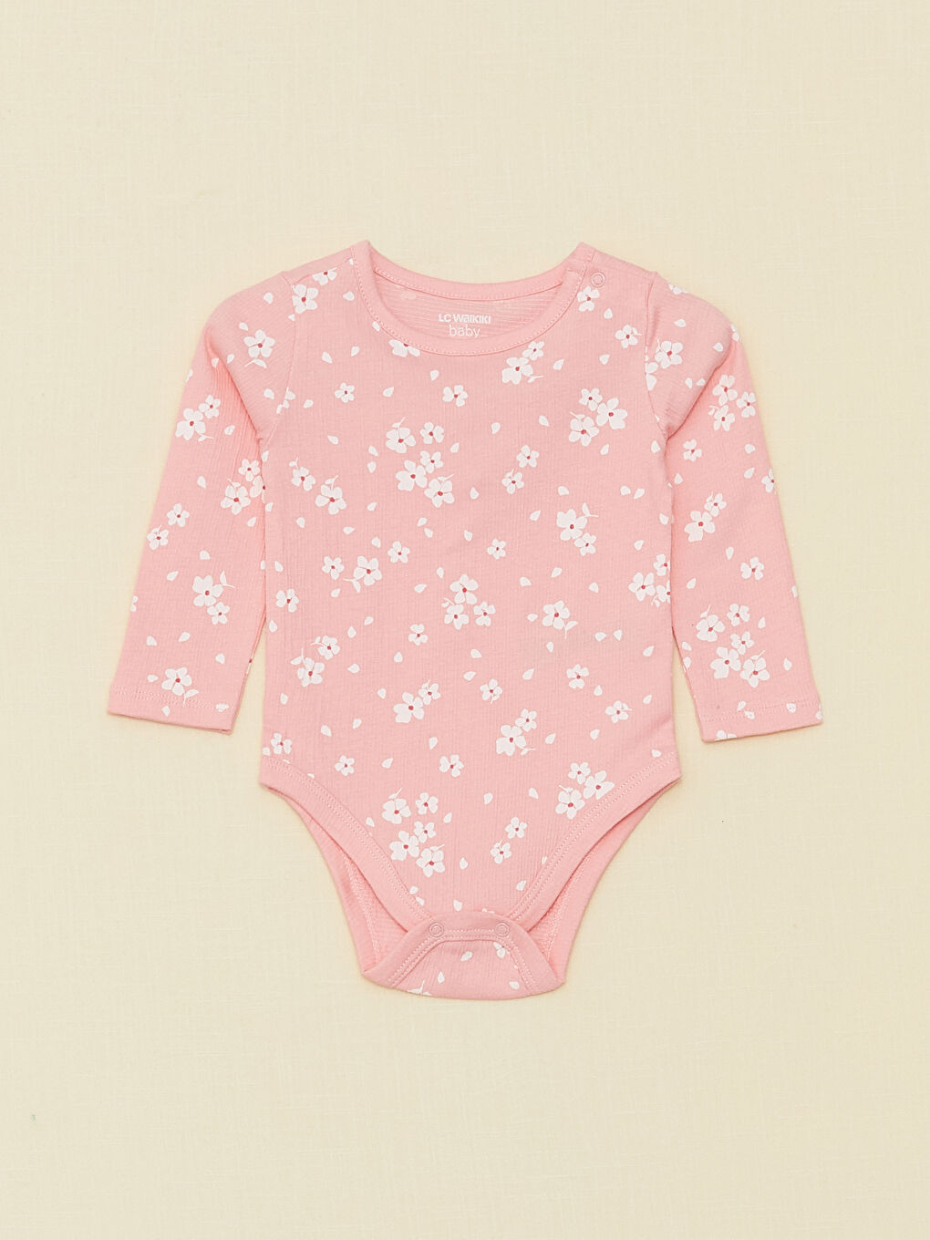 Body cu Capse și Pantaloni Imprimat pentru Bebeluși Fete cu Mânecă Lungă și Guler Rotund Set 2 Bucăți-1