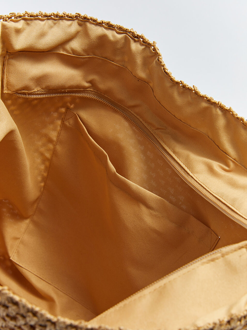 Bej Etiket Detaylı Hasır Kadın Omuz Çantası-7