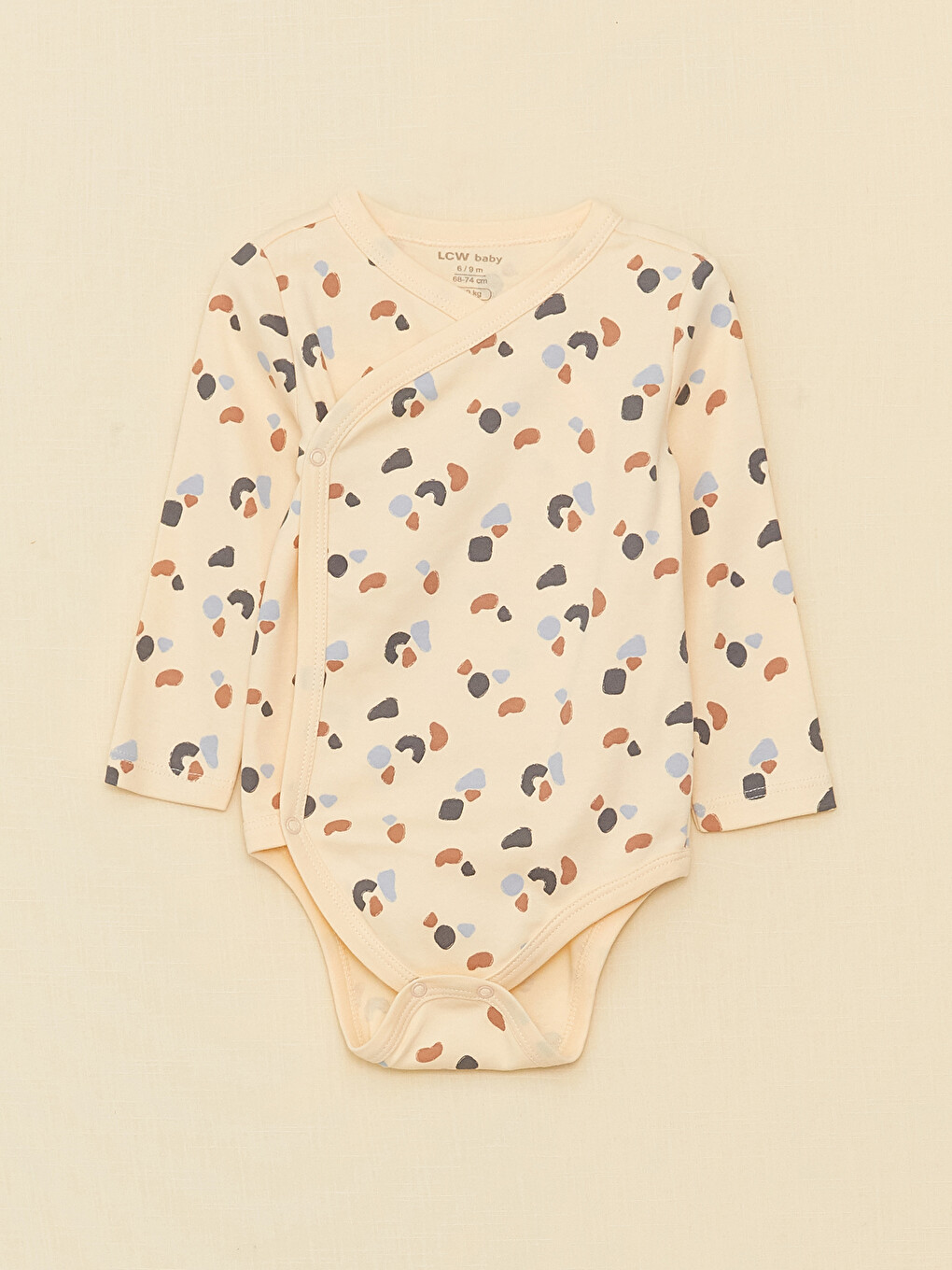 Envelope Collar Long Sleeved Baby Boy Snap fastening Body and Trousers 2-Piece Set-1
