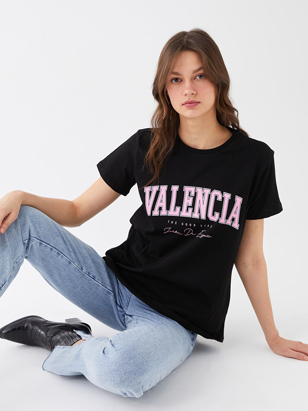 Женская футболка с круглым вырезом и короткими рукавами с принтом