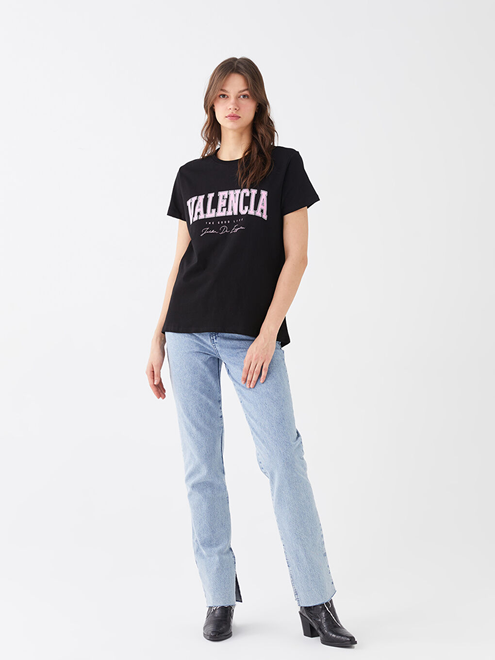 Женская футболка с круглым вырезом и короткими рукавами с принтом-1