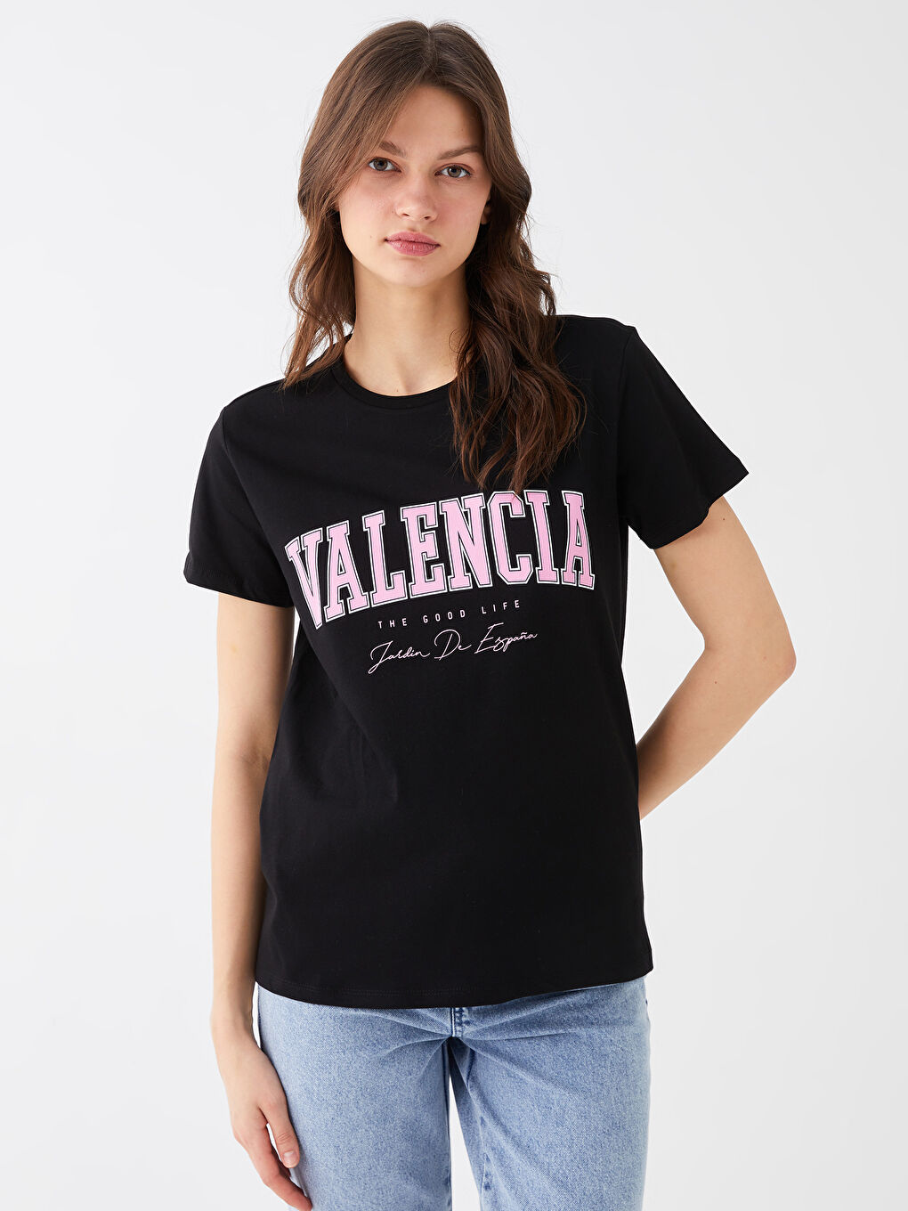 Женская футболка с круглым вырезом и короткими рукавами с принтом-2