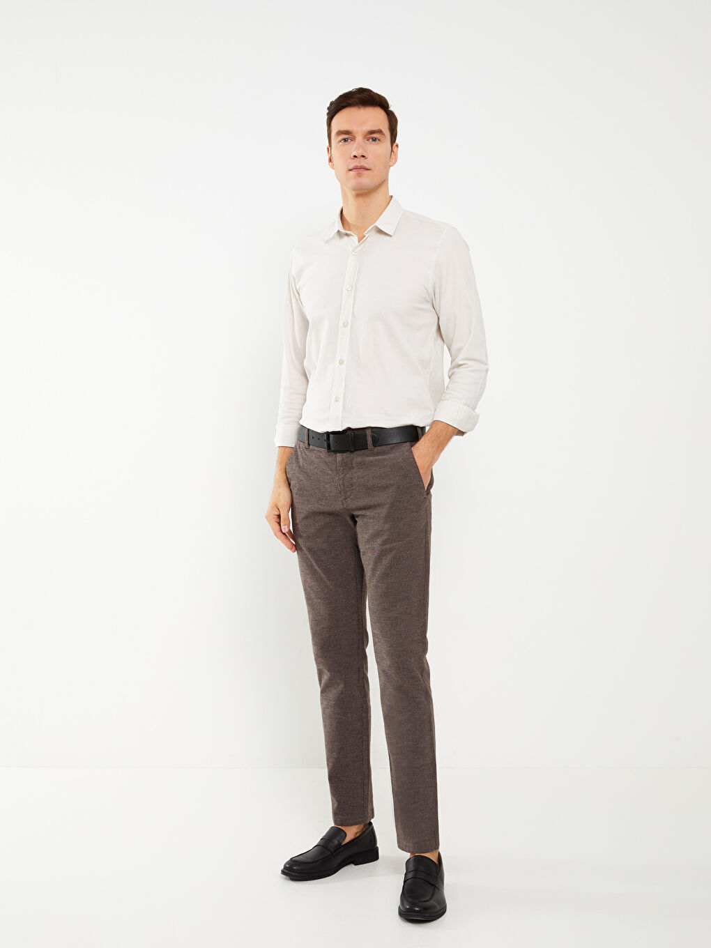 Slim Fit Dobby Fabric Men's Trousers -S39504Z8-HMK
