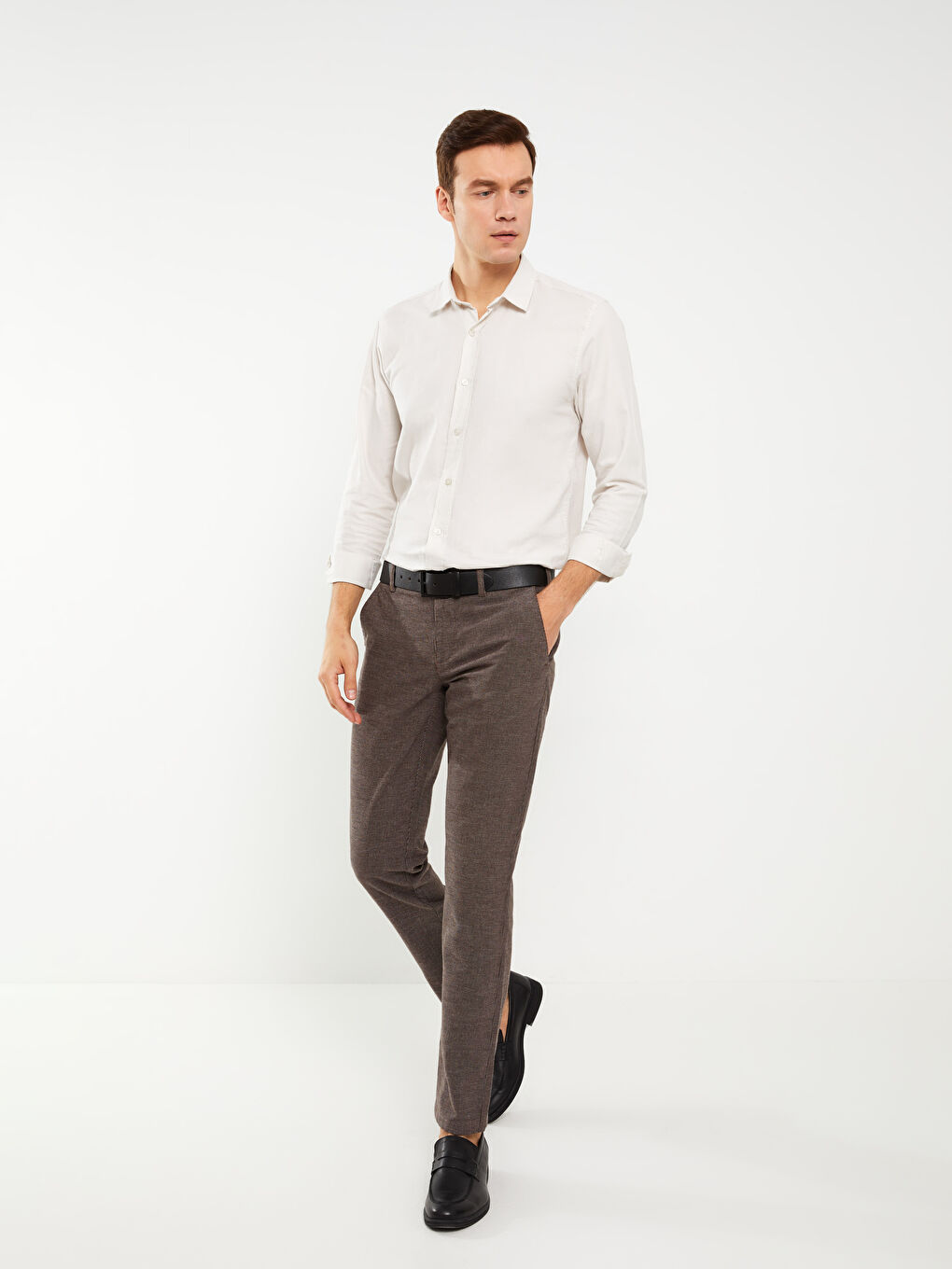 Slim Fit Dobby Fabric Men's Trousers -S39504Z8-HMK