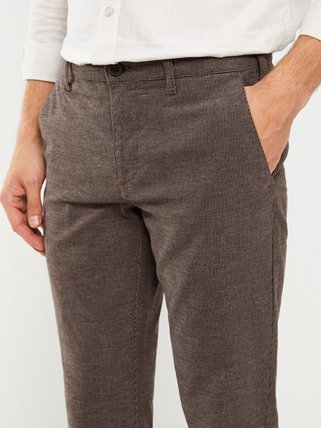 Slim Fit Dobby Fabric Men's Trousers -S39504Z8-HMK