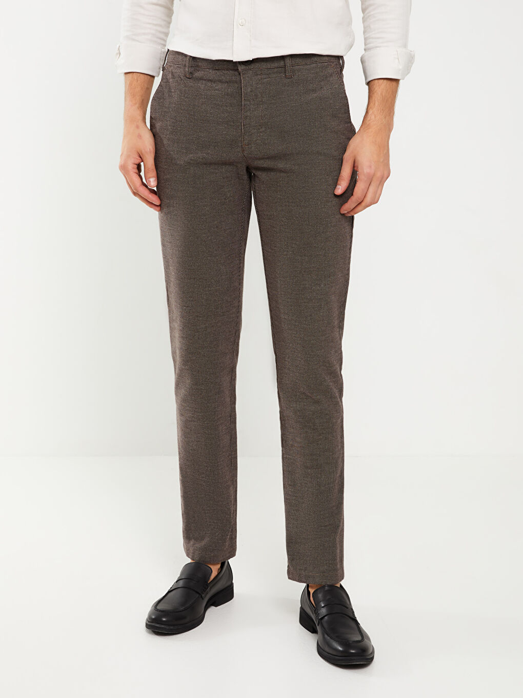 Slim Fit Dobby Fabric Men's Trousers -S39504Z8-HMK
