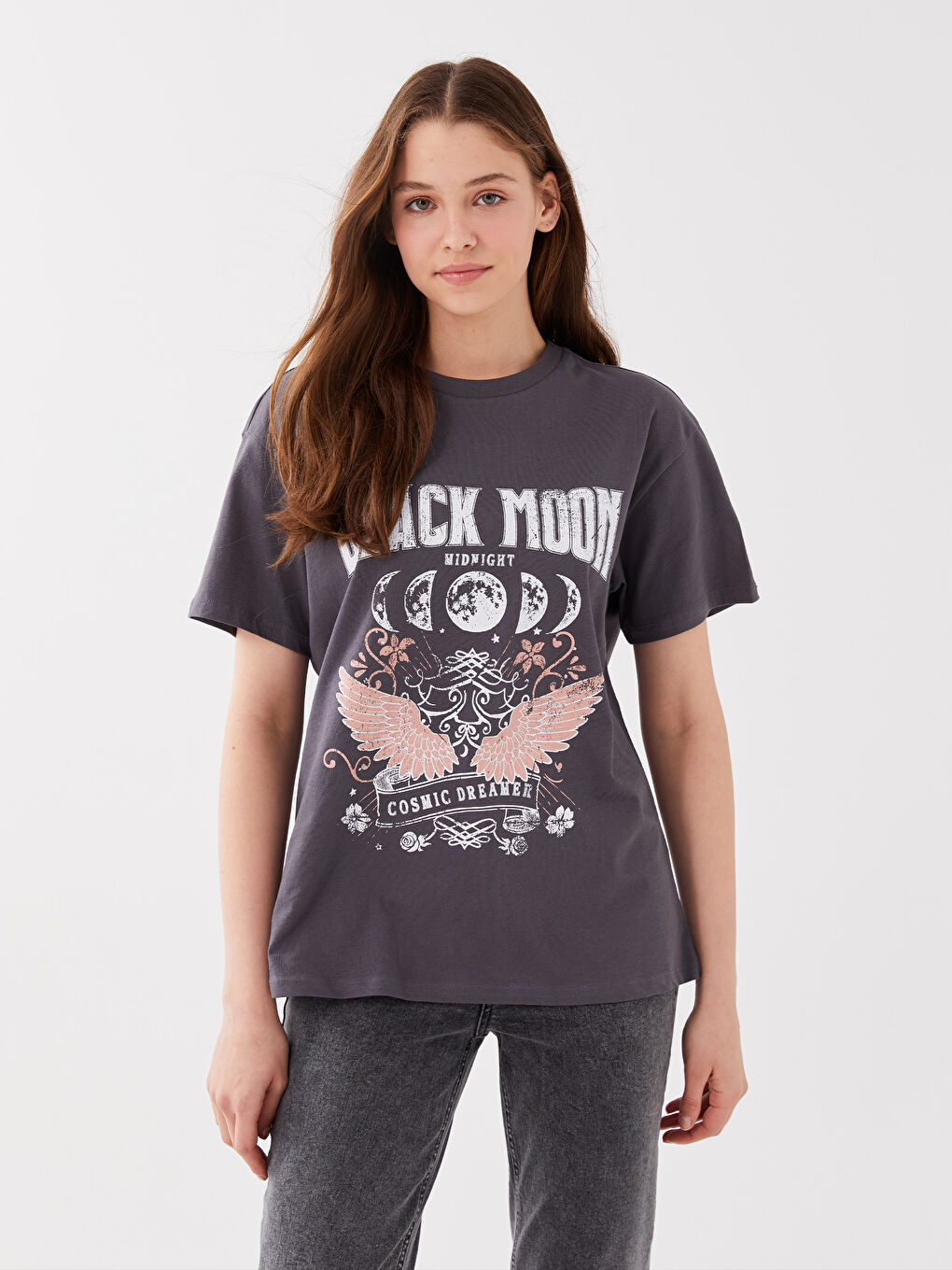 Crew Neck Printed Short Sleeve Women's T-Shirt-1