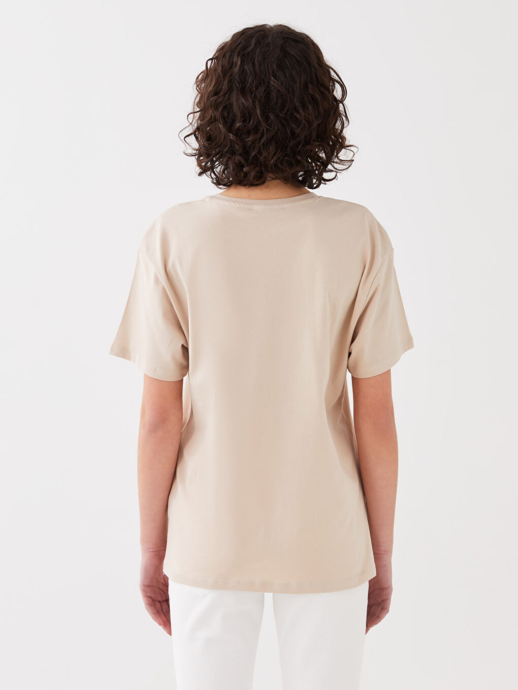 Tricou cu Guler Rotund Imprimat și Mânecă Scurtă pentru Femei-4