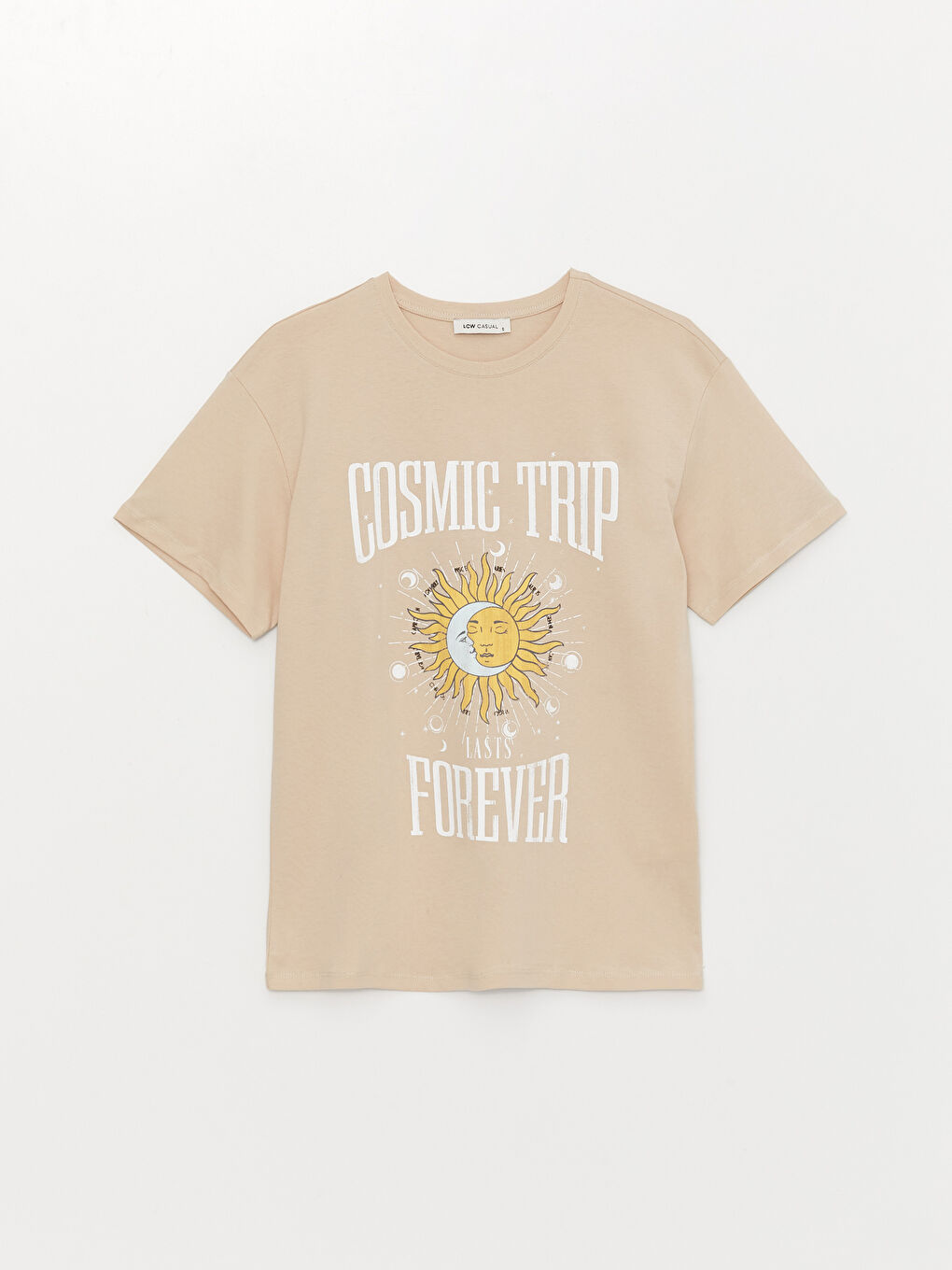 Tricou cu Guler Rotund Imprimat și Mânecă Scurtă pentru Femei-5