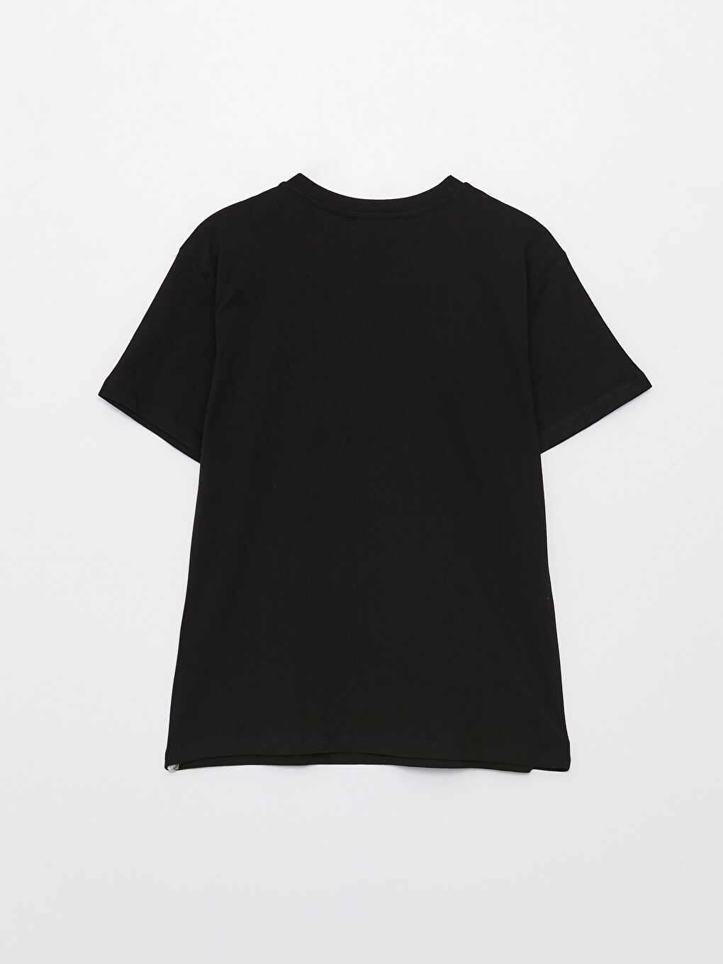 Siyah Bisiklet Yaka Baskılı Kısa Kollu Kadın Tişört-6