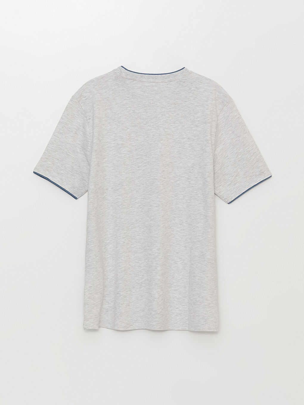 Bej Bisiklet Yaka Kısa Kollu Baskılı Penye Erkek Tişört-6