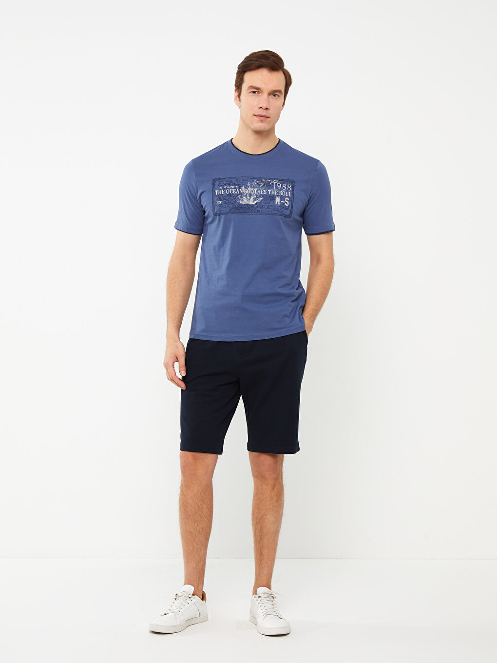 İndigo Bisiklet Yaka Kısa Kollu Baskılı Penye Erkek Tişört-2