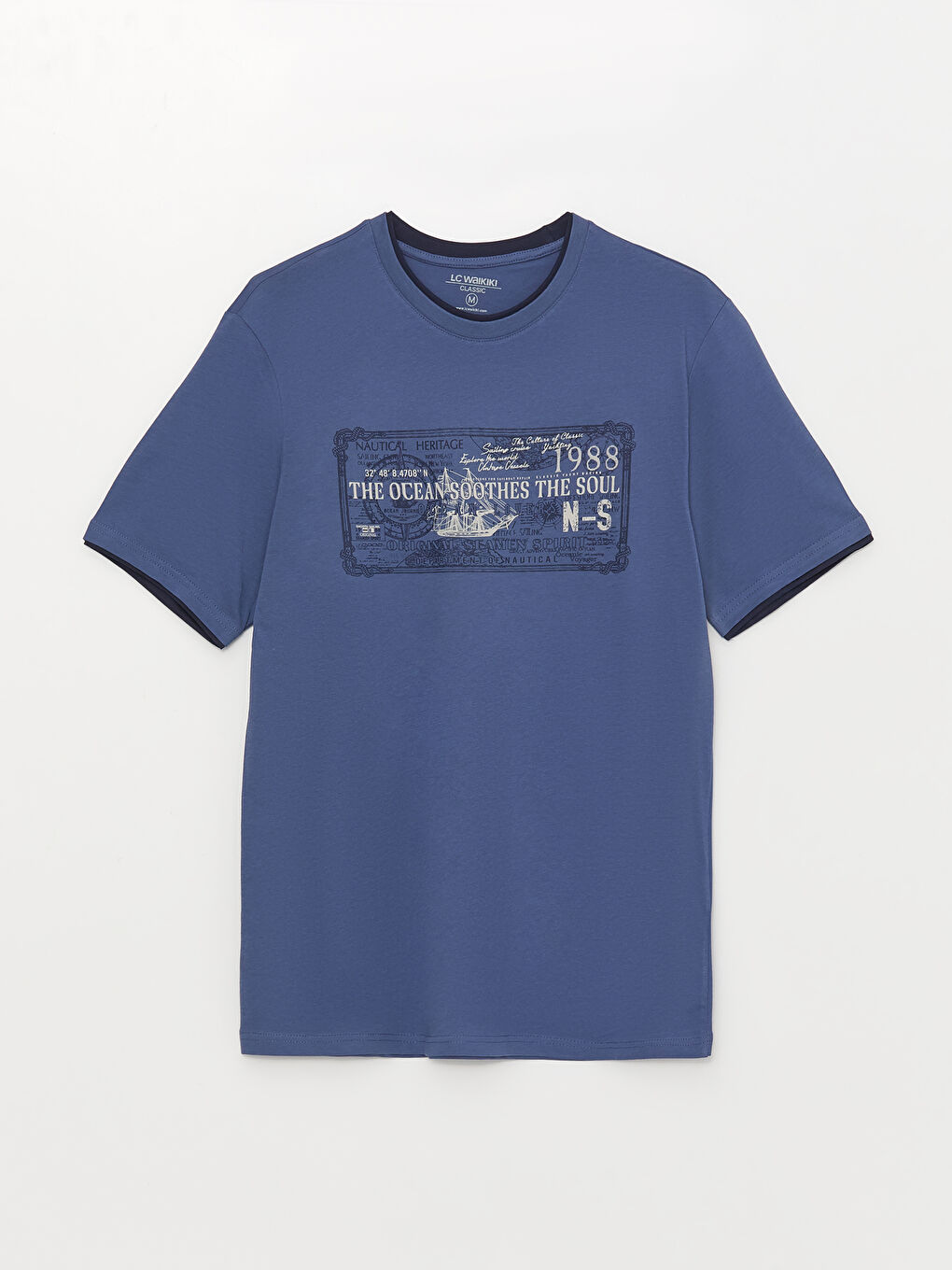İndigo Bisiklet Yaka Kısa Kollu Baskılı Penye Erkek Tişört-5